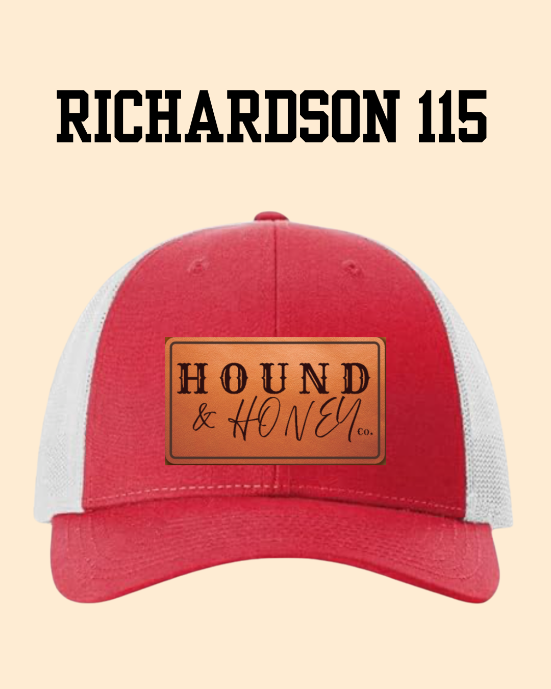 Red and White 115 Leather Patch