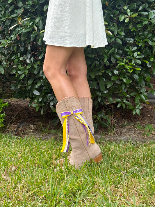 Purple and Gold Boot Bows