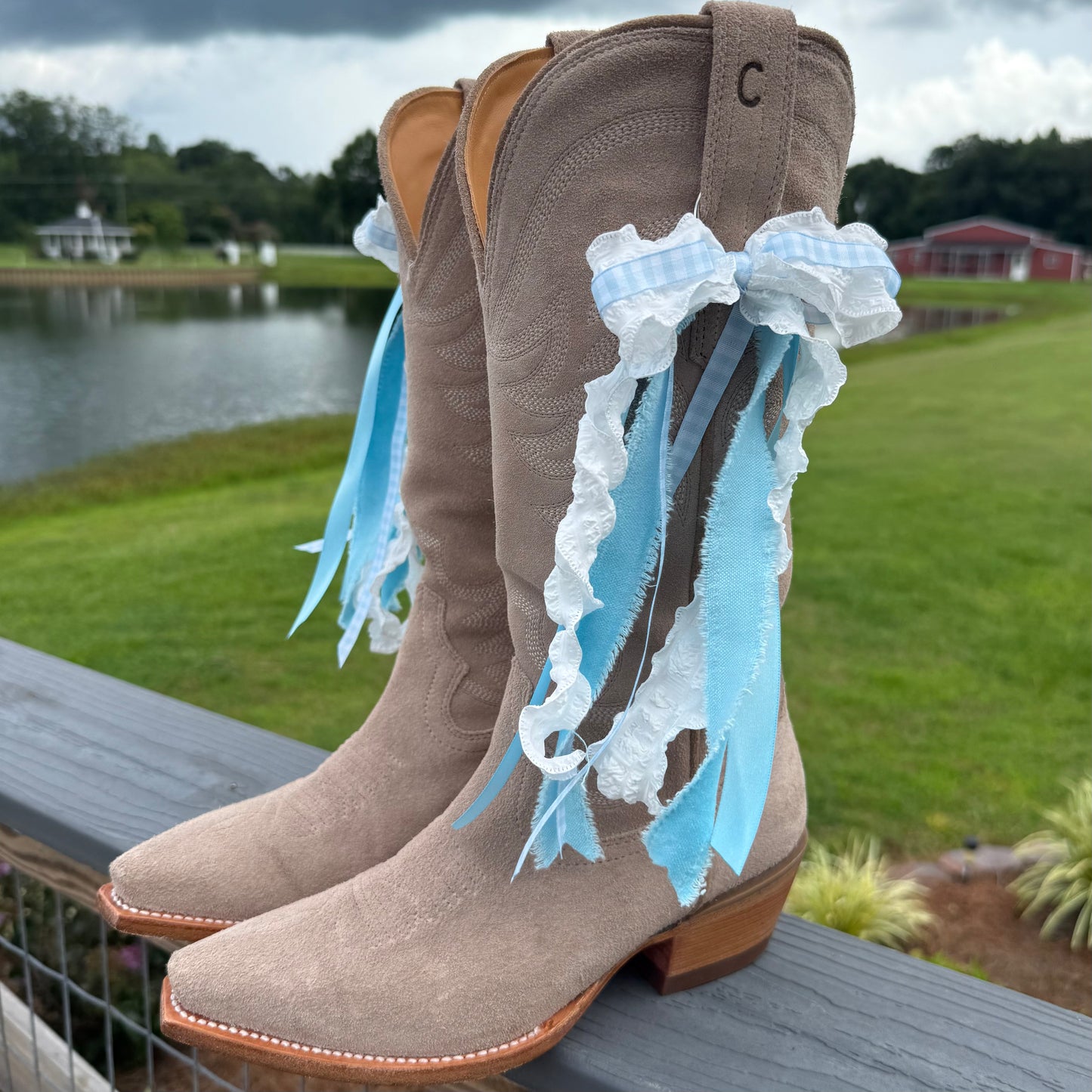 Light Blue Boot Bow Clips