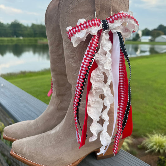 Red and White Boot Bows