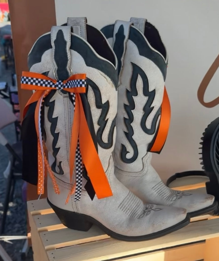 Orange and Black Boot Bows